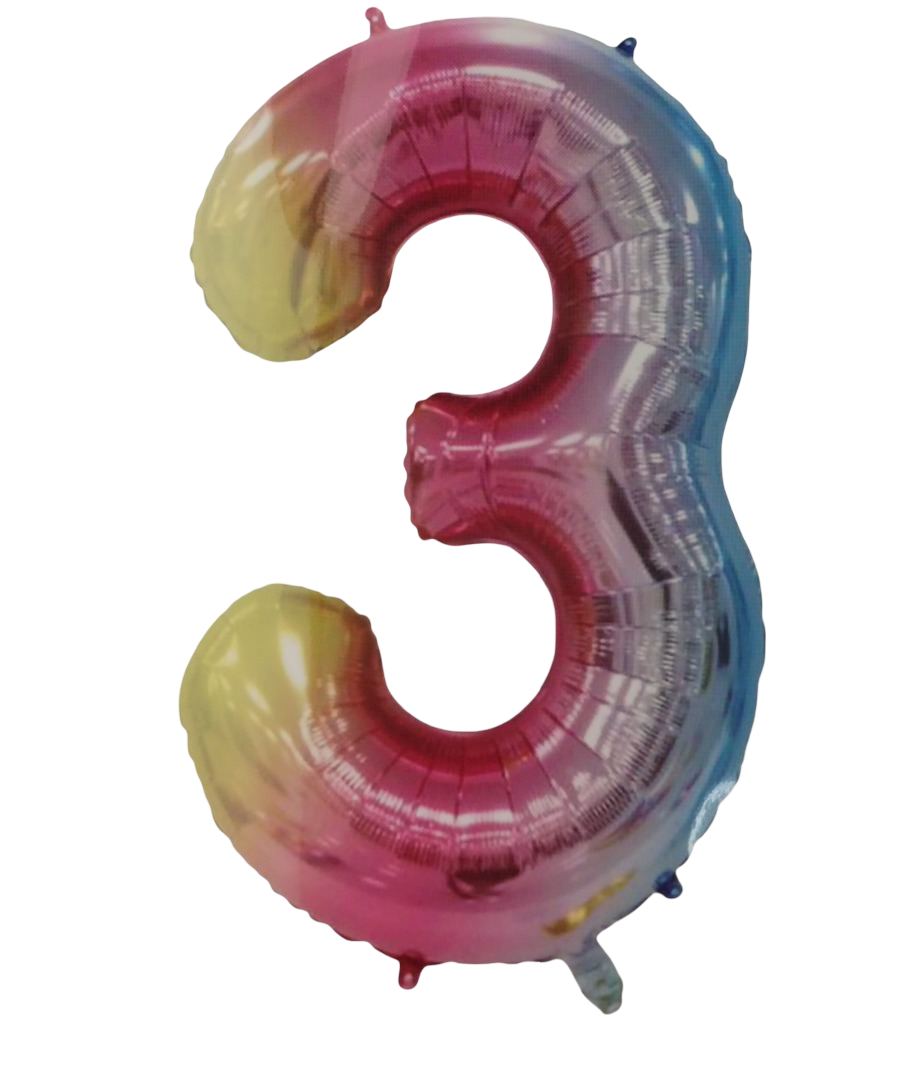 Casey 102cm Rainbow Balloon Number.3 Retail