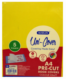 Marlin Kids A4 Precut Book Cover Yellow 5 Pack