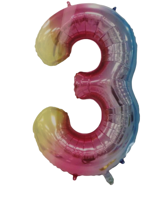 Casey 102cm Rainbow Balloon Number.3 Retail