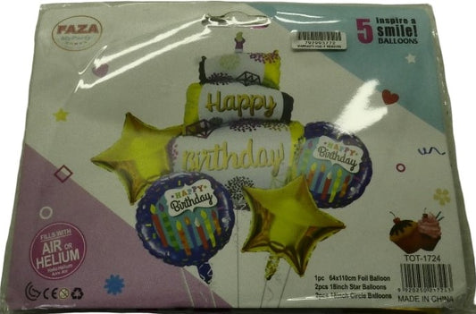 Casey 5pc Blue and Gold Themed Birthday Balloon