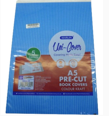 Marlin Kids A5 Precut Book Cover Blue 5 Pack