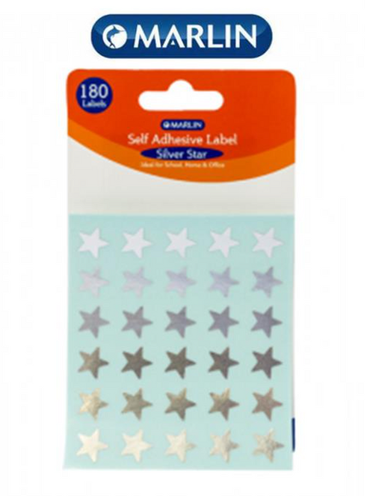 Marlin Self Adhesive Labels 180 Silver stars