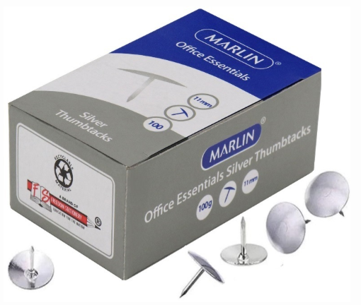 Marlin Office Essentials Thumbtacks 11mm Silver