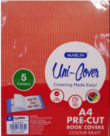 Marlin Kids A4 Precut Book Cover Red 5 Pack