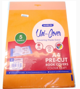 Marlin Kids A4 Precut Book Cover Orange 5 Pack