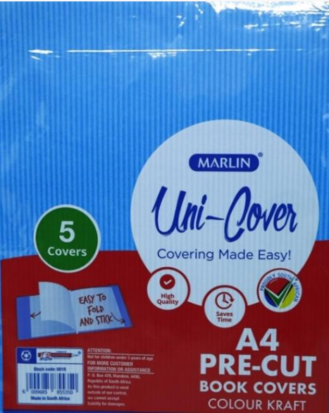 Marlin Kids A4 Precut Book Cover Blue 5 Pack