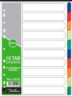 Treeline A4 File Divider Board Tab 1