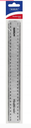 Marlin Flexible 30cm Ruler Clear-