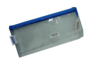 Marlin Clear PVC 23cm Pencil Bag Blue Zip 23cm x
